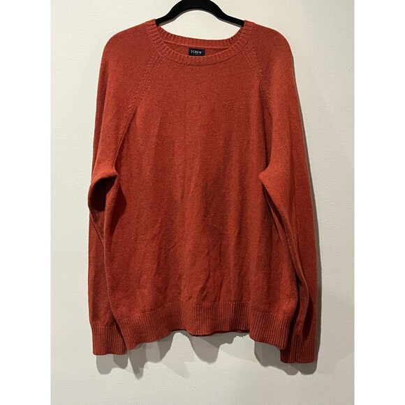 J.Crew Sweater Men’s XL LambsWool CrewNeck Pumpkin Orange Autumn Preppy - Picture 1 of 7